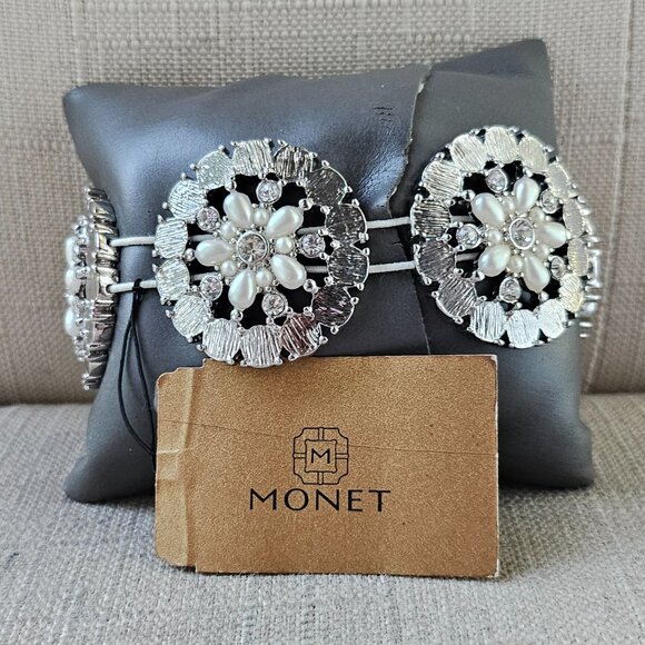 Monet Girls Bracelet PEARLS Forever Stretched Wrist Band Fashion Jewelry - Picture 14 of 15